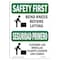 Signmission OSHA Sign, Bend Knees When Lifting Bilingual, 10in X 7in Rigid Plastic, 7" W, 10" L, Landscape OS-SF-P-710-L-10743 - alternate 1